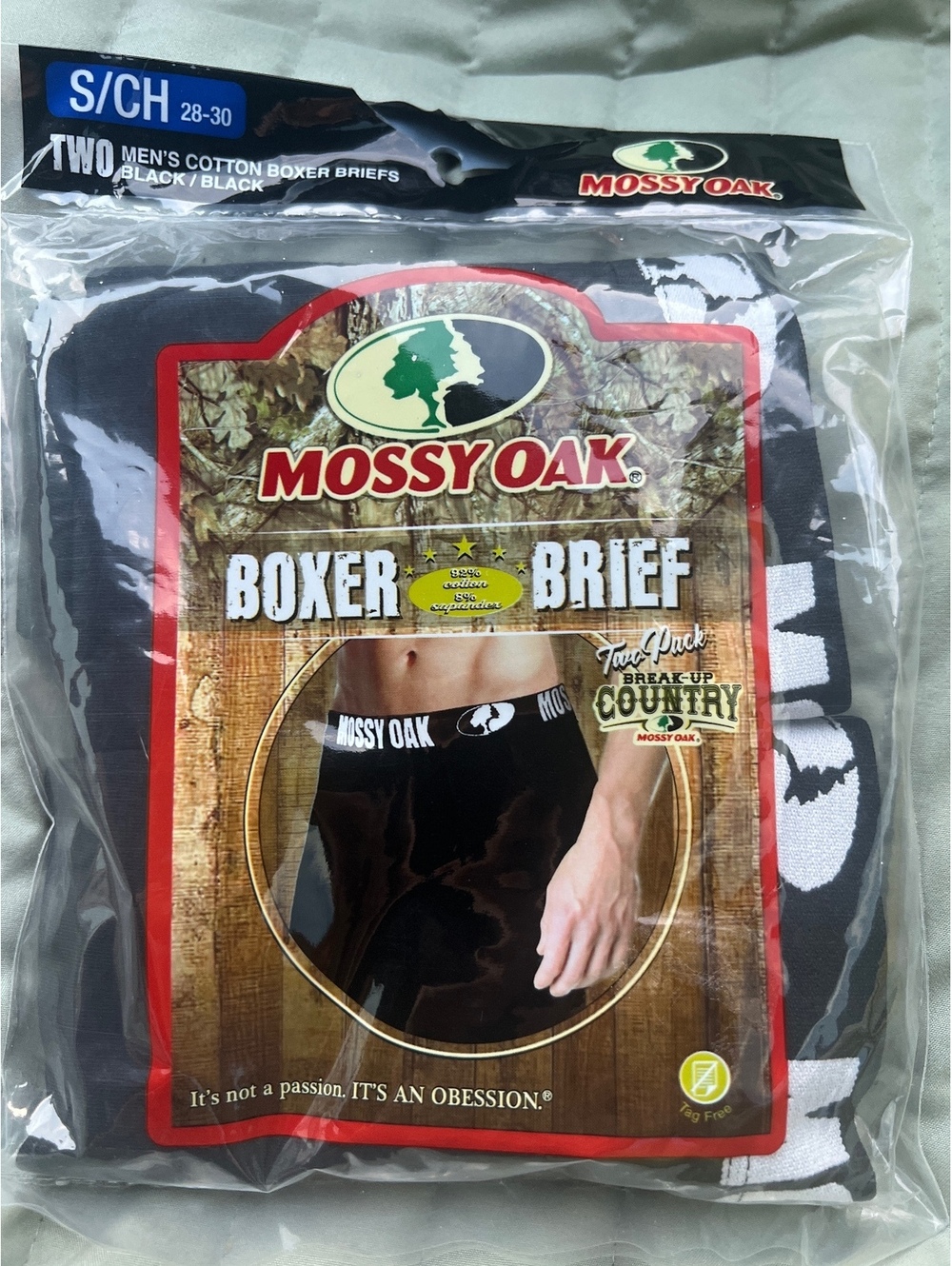 Mossy Oak Men's Cotton Boxer Briefs Two-Pack Black Size Small